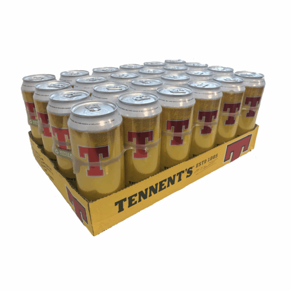 Case of 24 x 500ml Tennent’s Lager cans available for pre-order from Invergordon Bar in Docklands, Melbourne.